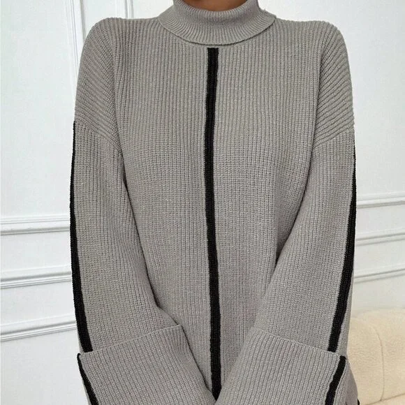 Fall Winter Women's Casual Fold Cuff Turtleneck Sweater top - Picture 2 of 6